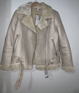 Куртка авиатор кожаная белая topshop 2020