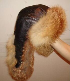 Шапка ушанка 57 58 р. натуральная кожа и мех новая