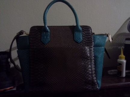 Сумка бирюзово коричневого цвета